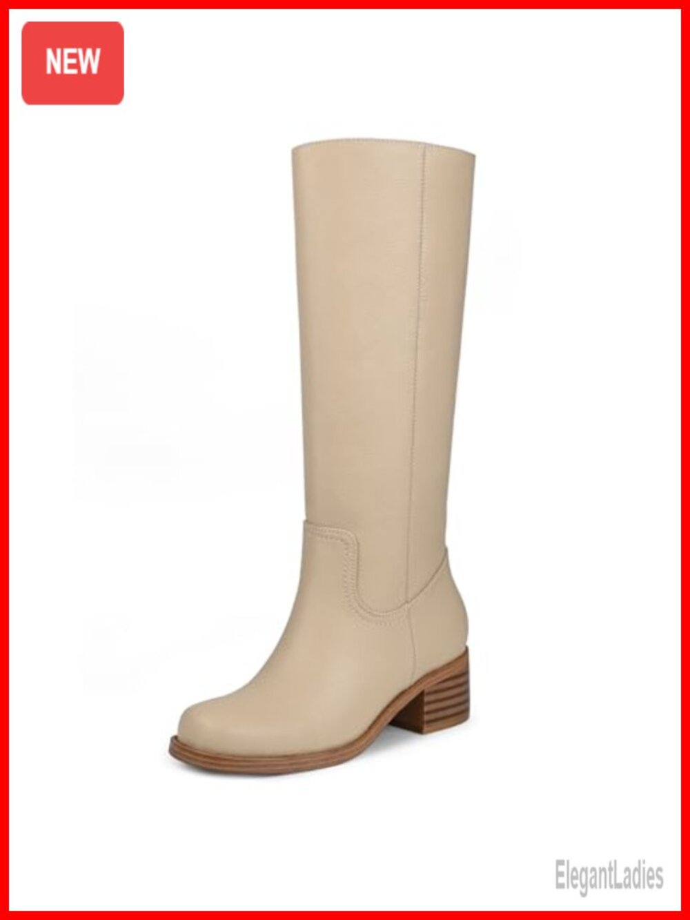 Women's Platform Knee High Riding Boots Faux Leather Square Toe Pull-On